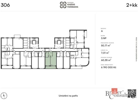 Prodej bytu, 2+kk, 50 m²