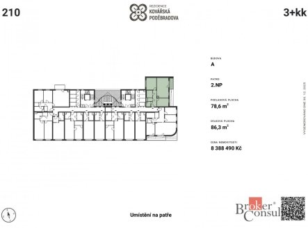 Prodej bytu, 3+kk, 78,6 m²