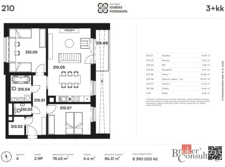 Prodej bytu, 3+kk, 78,6 m²