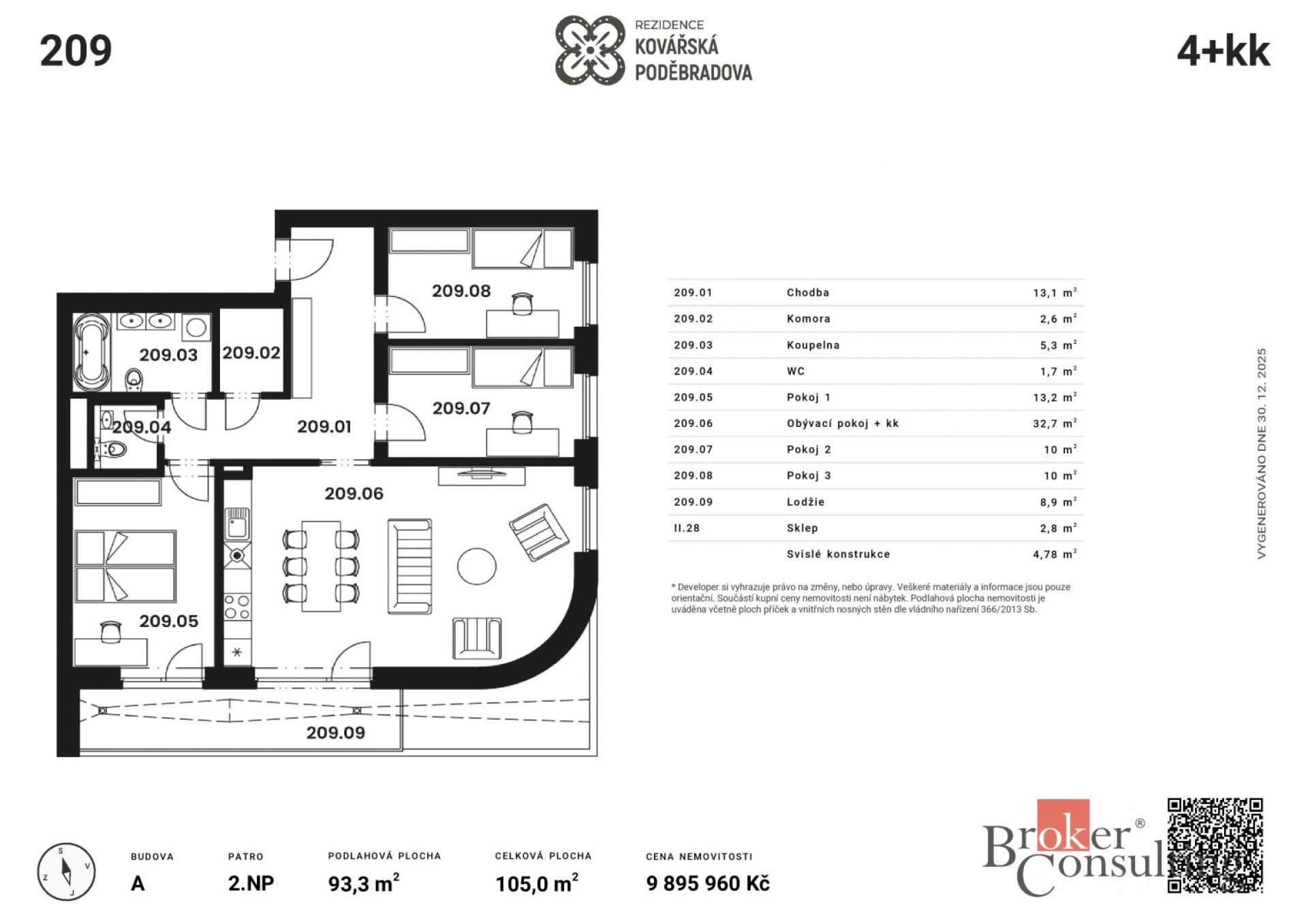 Prodej, byty/4+kk, 105 m2, Poděbradova 2842/1, Jižní Předměstí, 30100 Plzeň 3 [ID 80550]