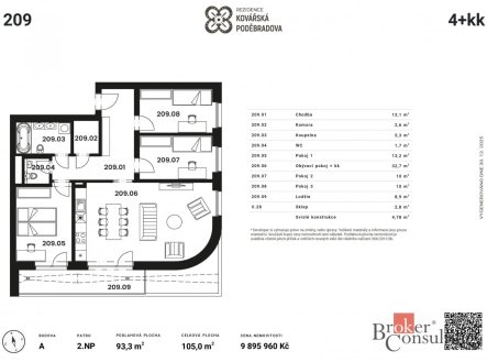 Prodej bytu, 4+kk, 105 m²