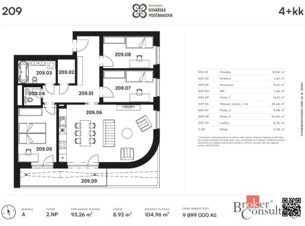 Prodej bytu, 4+kk, 105 m²