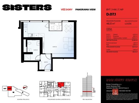 Prodej bytu, 1+kk, 48,12 m²