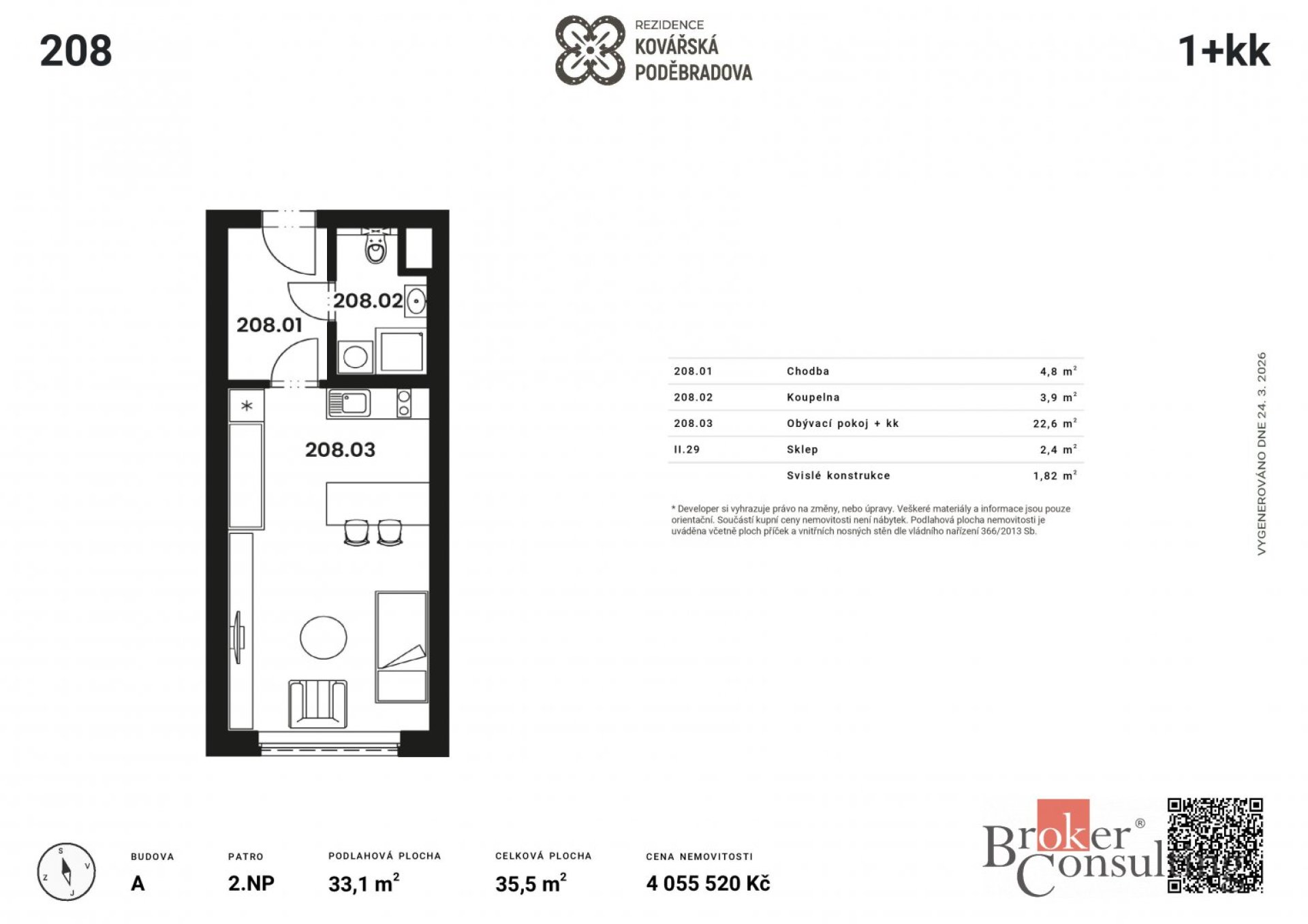 Prodej, byty/1+kk, 35.5 m2, Poděbradova 2842/1, Jižní Předměstí, 30100 Plzeň 3 [ID 83828]