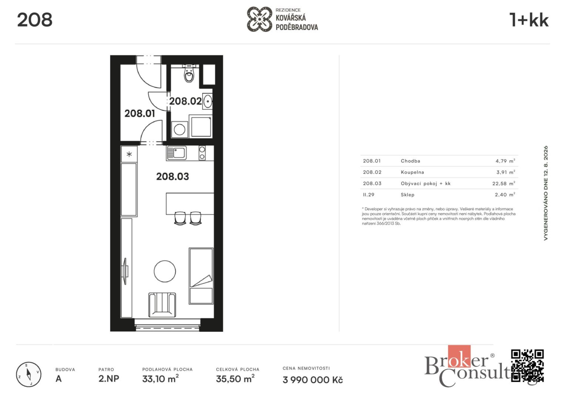 Prodej, byty/1+kk, 35.5 m2, Poděbradova 2842/1, Jižní Předměstí, 30100 Plzeň 3 [ID 83828]