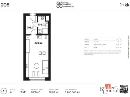 Prodej bytu, 1+kk, 35,5 m²