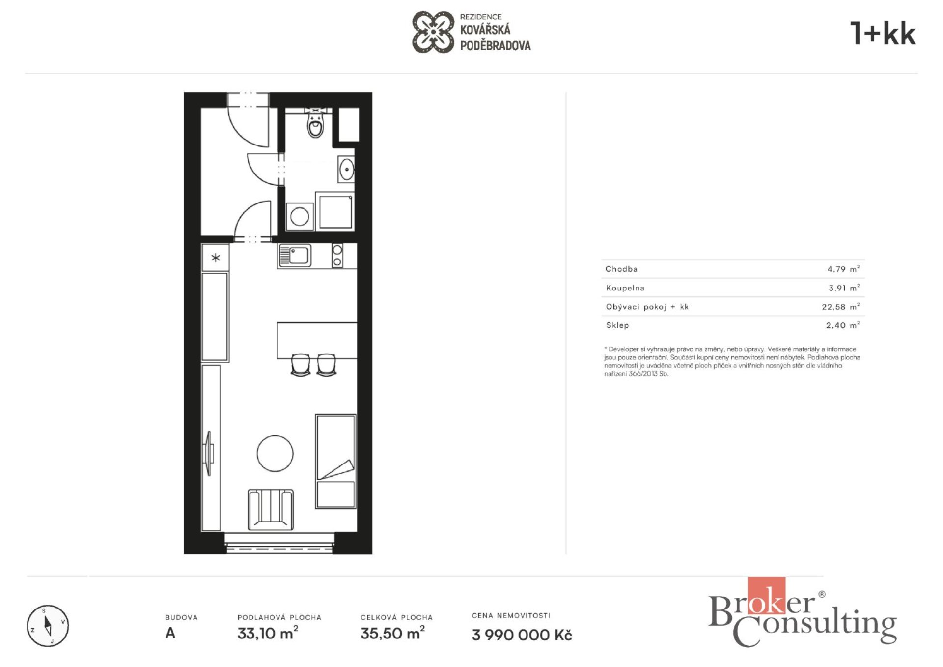 Prodej, byty/1+kk, 35.5 m2, Poděbradova 2842/1, Jižní Předměstí, 30100 Plzeň 3 [ID 83828]