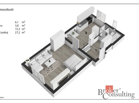 Prodej bytu, 1+1, 51 m²