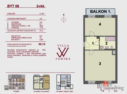 Prodej bytu, 2+kk, 57,4 m²