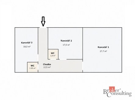 Pronájem komerčního objektu, administrativní budova, 80 m²