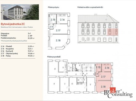 Prodej bytu, 2+1, 51,4 m²