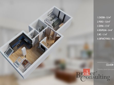 Prodej bytu, 2+kk, 45 m²