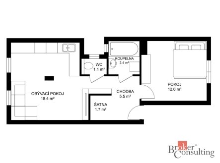 Prodej bytu, 2+kk, 45 m²