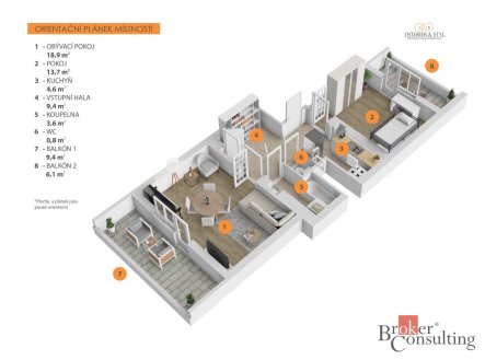 Prodej bytu, 2+1, 54 m²