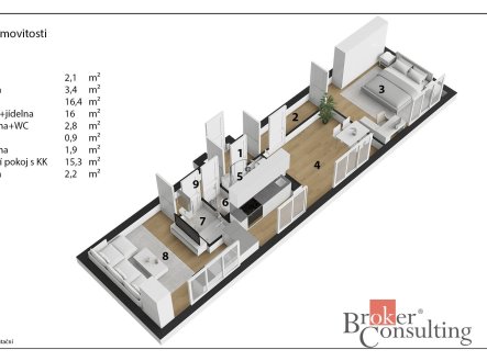 Prodej bytu, 3+kk, 61 m²