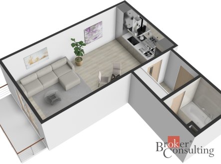 Pronájem bytu, 1+kk, 43,7 m²