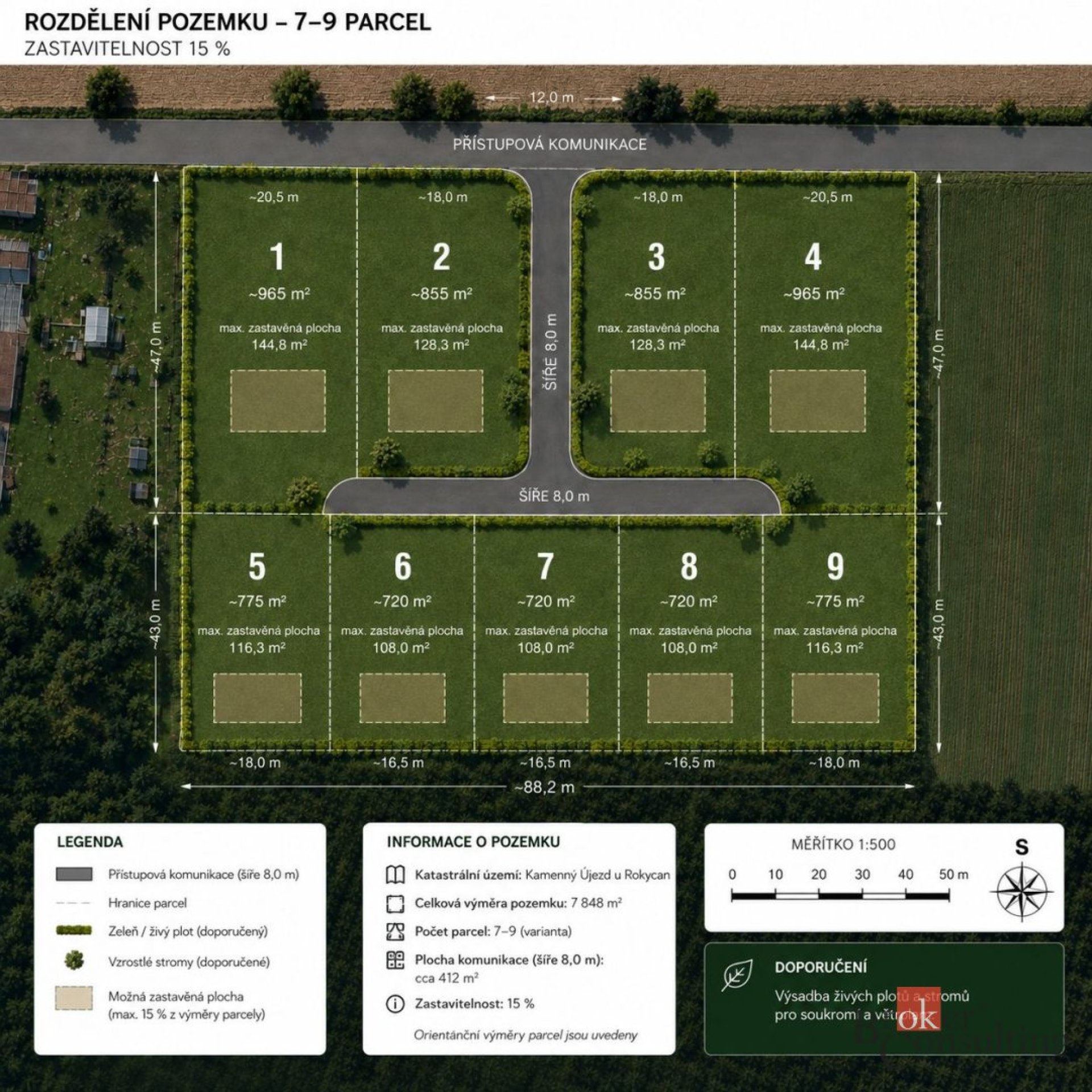 Pozemek o výměře 7 848 m² – potenciál pro malý developerský projekt
