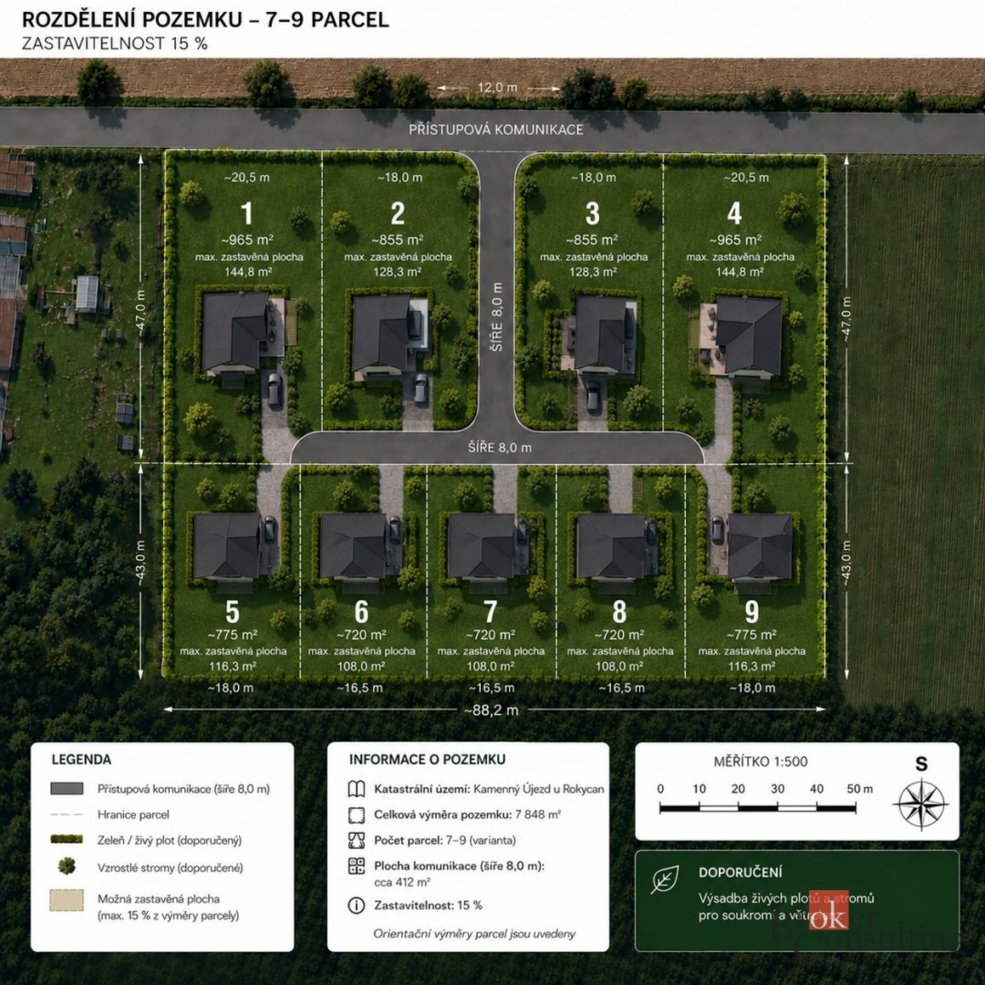 Pozemek o výměře 7 848 m² – potenciál pro malý developerský projekt