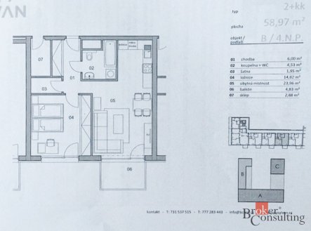 Pronájem bytu, 2+kk, 51 m²