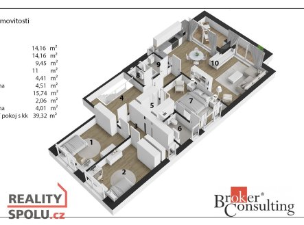 Pronájem bytu, 4+kk, 149,51 m²