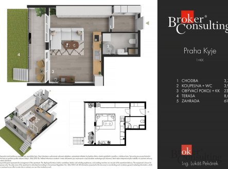 Pronájem bytu, 1+kk, 31,4 m²