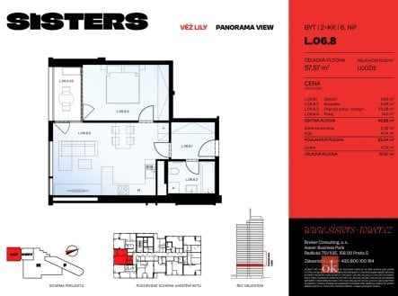 Prodej bytu, 2+kk, 57,57 m²