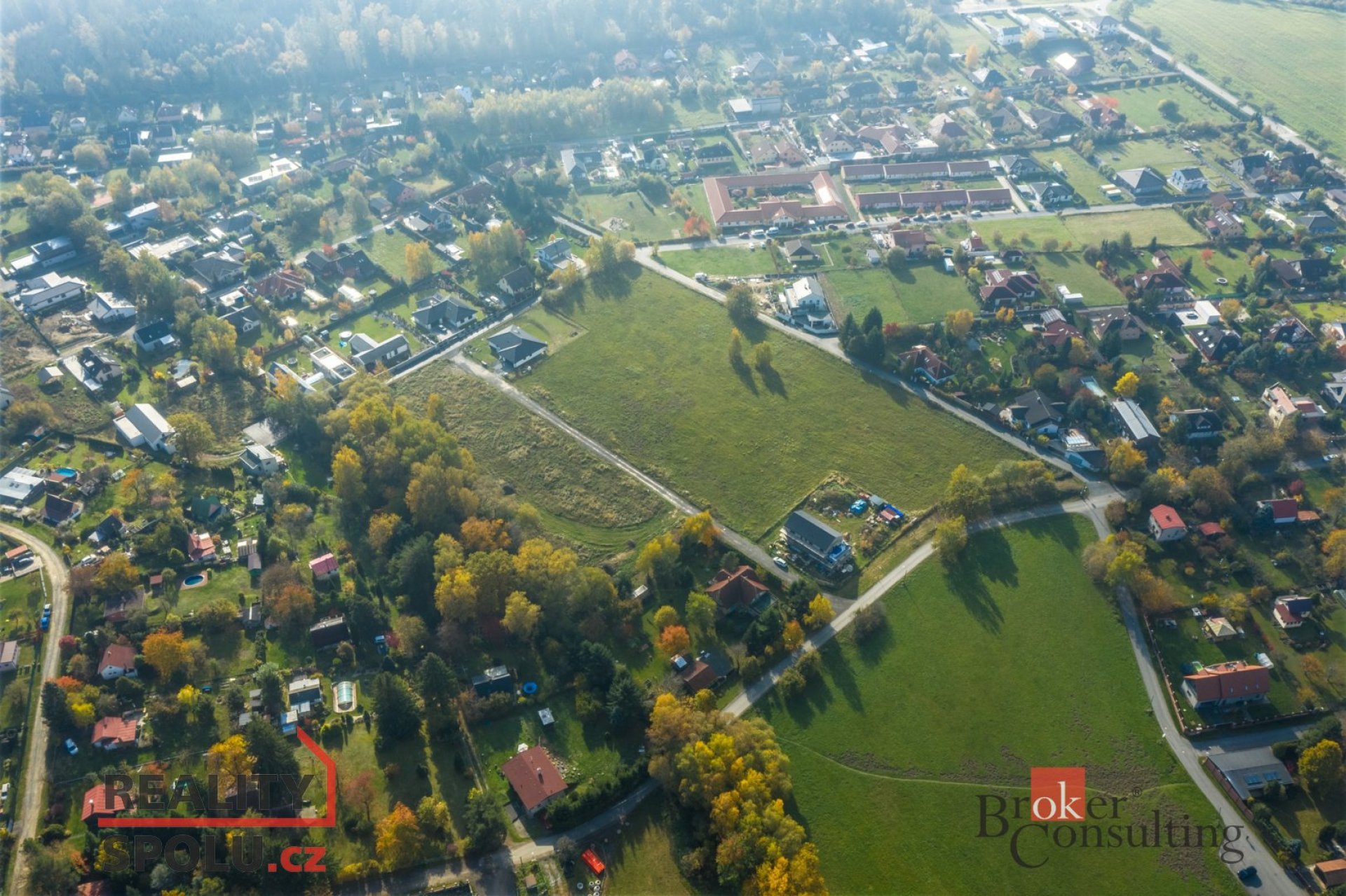 Prodej stavebního pozemku 1268 m2, Kunice -  Velké Popovice, P - V