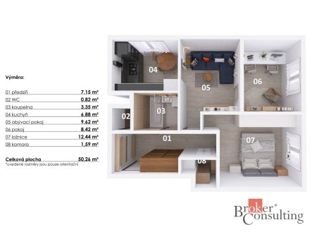 Prodej bytu, 3+kk, 51,2 m²