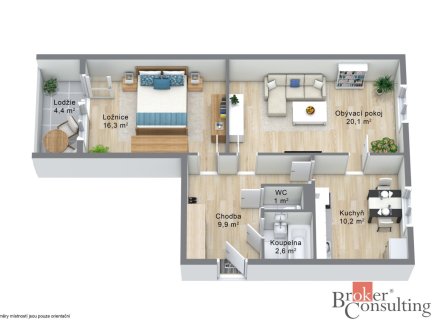 Prodej bytu, 2+1, 61 m²