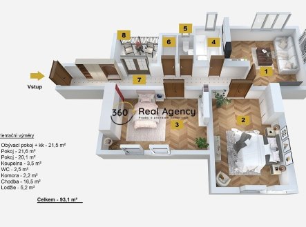 Prodej bytu, 3+kk, 93 m²