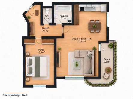 Pronájem bytu, 2+kk, 62 m²