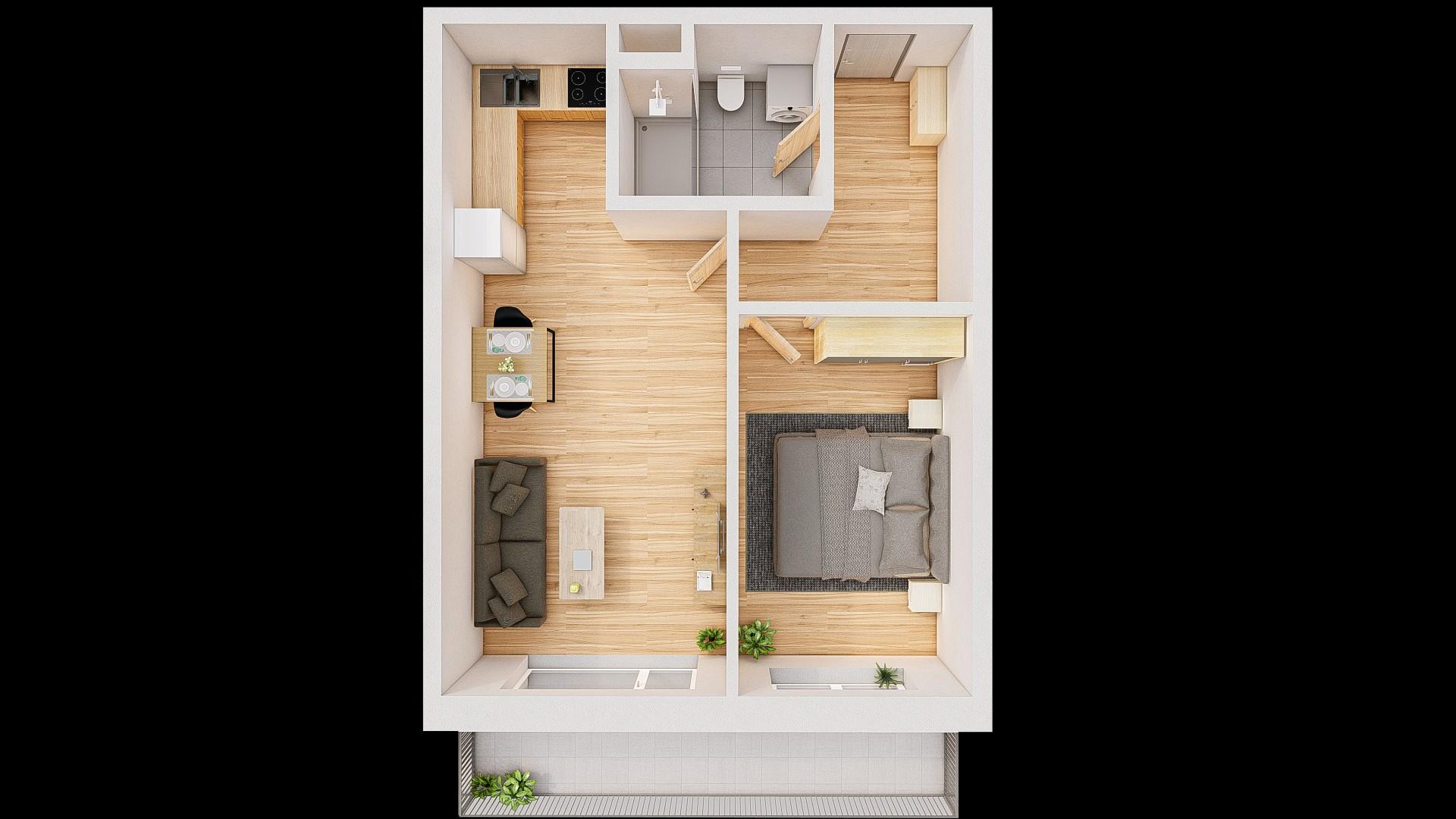 Prodej 2+kk 57 m² + balkón 10 m²