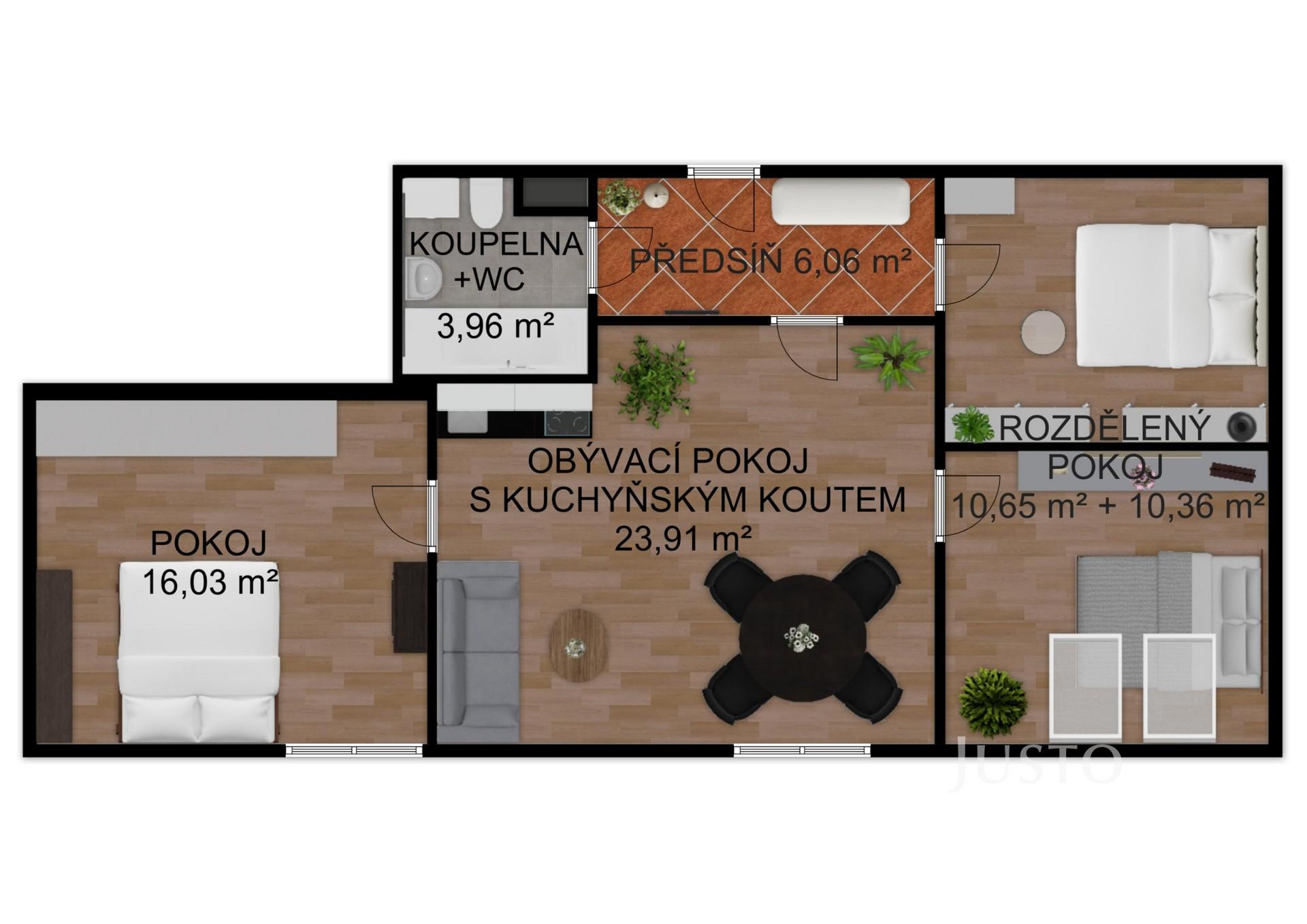 Prodej 4+kk, 71 m² + parkování, Písek - Pražská