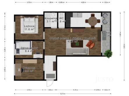 Prodej bytu, 4+kk, 77 m²