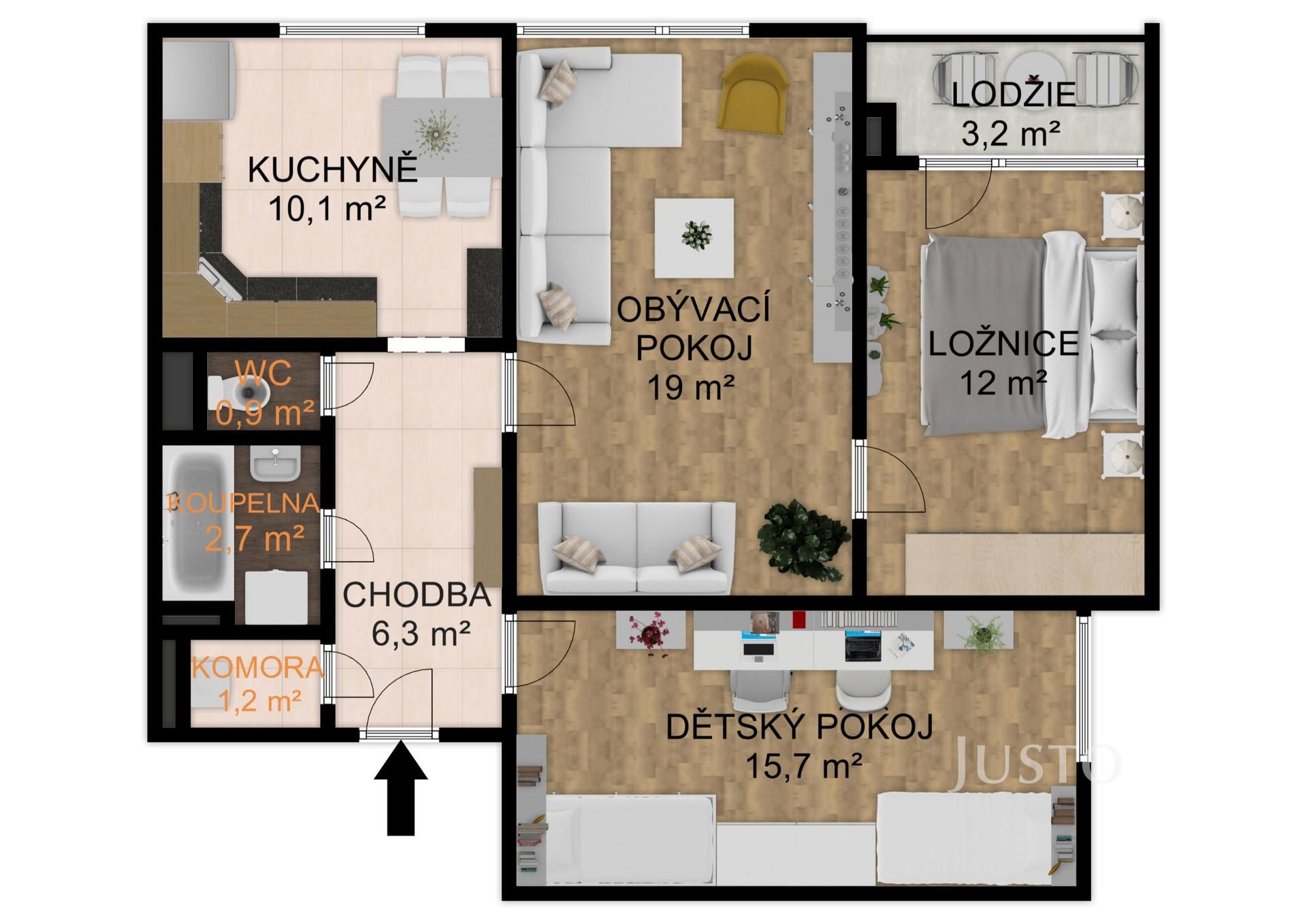 Prodej 3+1, 76 m², Písek - Otakara Jeremiáše