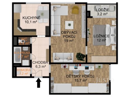 Prodej bytu, 3+1, 76 m²