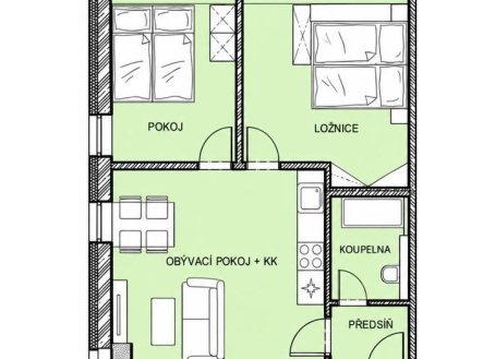 Pronájem bytu, 3+kk, 50 m²