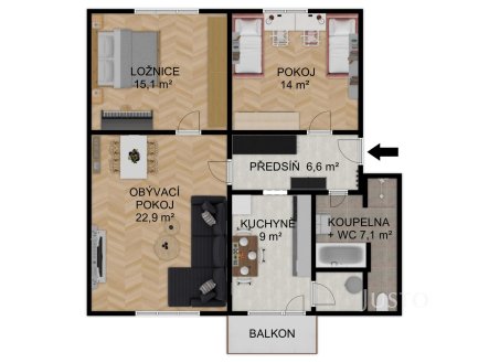 Prodej bytu, 3+1, 75 m²