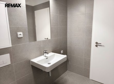 Koupelna s vanou, umyvadlem, toaletou a topným žebříkem. | Pronájem bytu, 2+kk, 50 m²