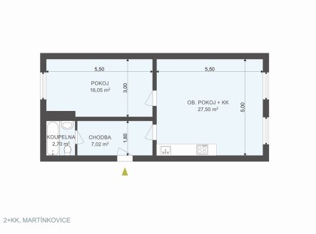 Prodej bytu, 2+kk, 56 m²