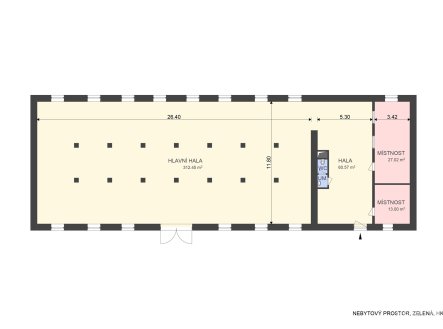 Pronájem skladu, 413 m²
