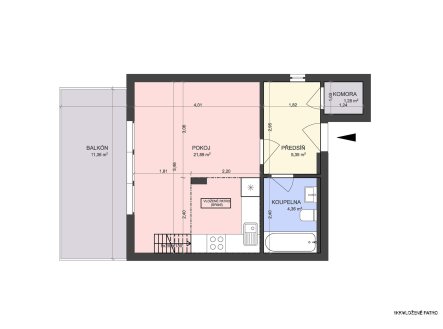 Prodej bytu, garsoniéra, 44 m²
