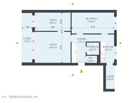 Prodej bytu, 3+1, 66 m²