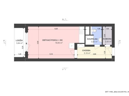 Pronájem bytu, 1+kk, 34 m²