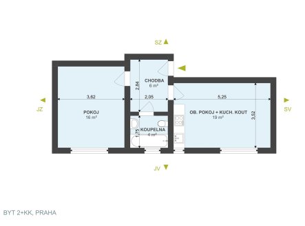 Prodej bytu, 2+kk, 45 m²