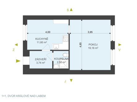 Pronájem bytu, 1+1, 38 m²