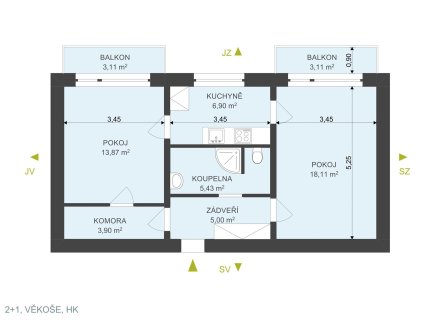 Pronájem bytu, 2+1, 65 m²