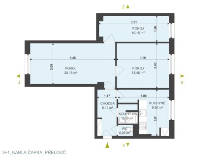 Pronájem bytu, 3+1, 65 m²