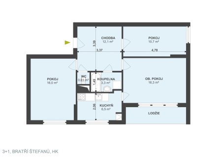 Prodej bytu, 3+1, 74 m²