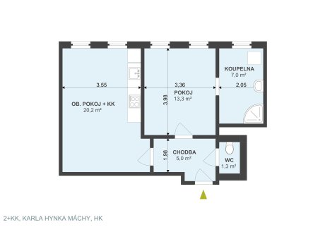 Prodej bytu, 2+kk, 50 m²
